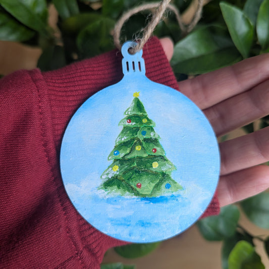 Handbemalte Weihnachtskugel aus Holz - XSKU02N8