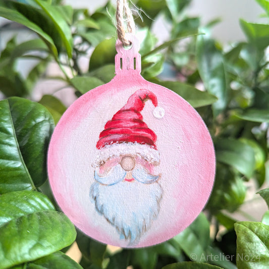 Handbemalte Weihnachtskugel aus Holz - XMKU08N7