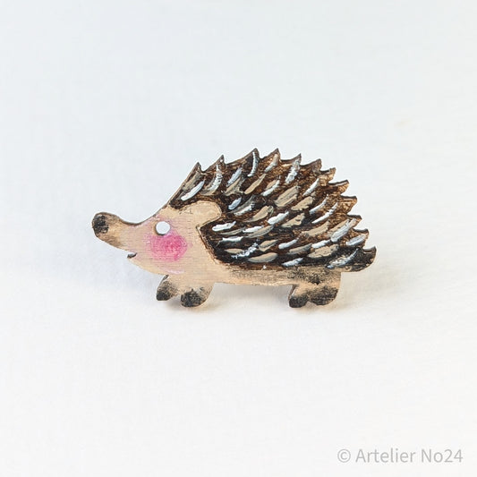 Holzminiatur IGEL – Handbemalte Brosche/Magnet - BRMAIG-11