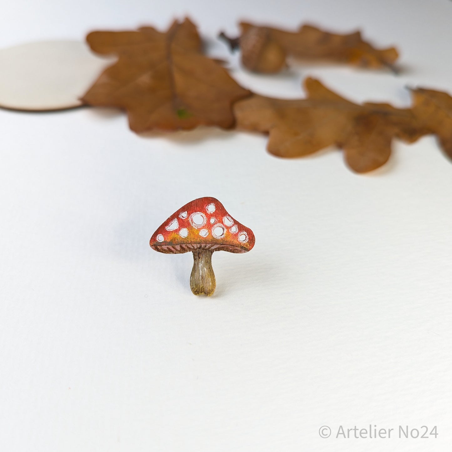 Holzminiatur Pilze – Handbemalte Magnet - MAMR-0801