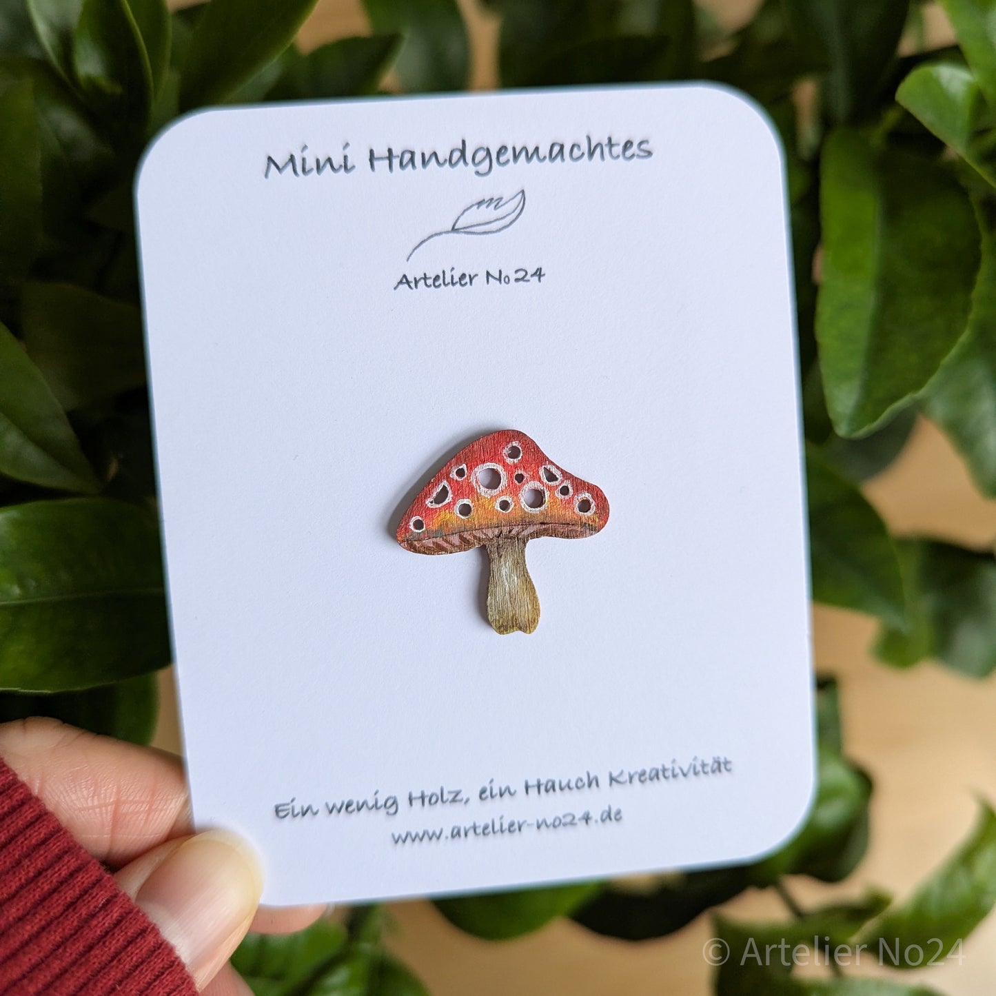 Holzminiatur Pilze – Handbemalte Magnet - MAMR-0801