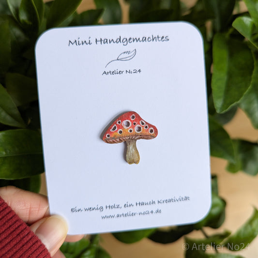 Holzminiatur Pilze – Handbemalte Magnet - MAMR-0801