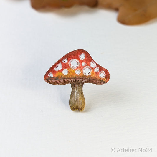 Holzminiatur Pilze – Handbemalte Magnet - MAMR-0801