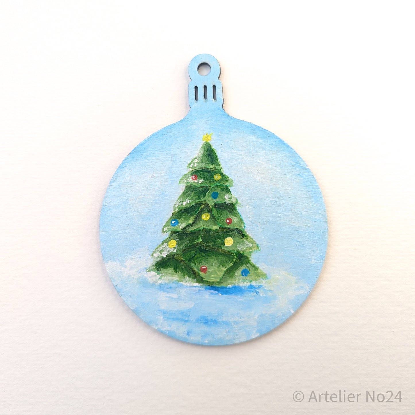 Handbemalte Weihnachtskugel aus Holz - XSKU02N8