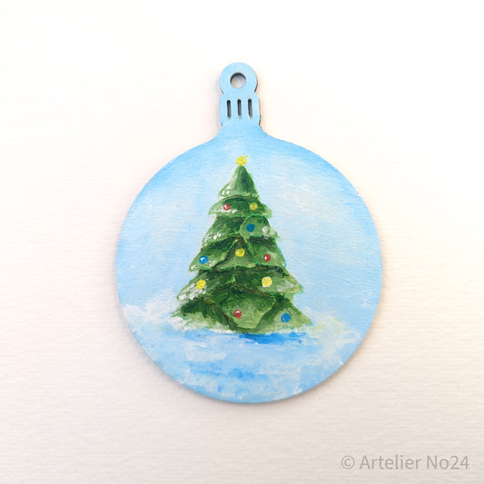 Handbemalte Weihnachtskugel aus Holz - XSKU02N8