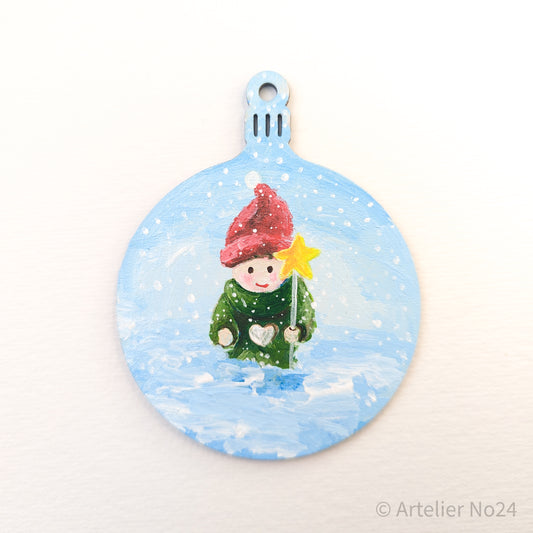 Handbemalte Weihnachtskugel aus Holz - XMKU02N6